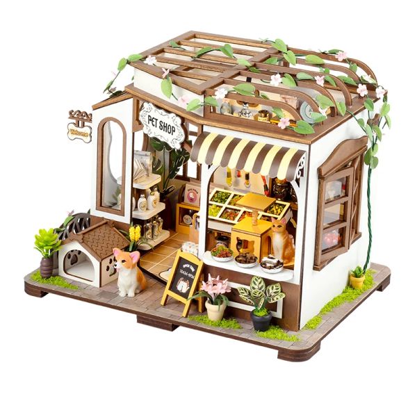 Miniatures Nouvelles kits de bâtiment miniatures en bois bricolage Casa avec des lumières LED Assemblés maisons de décoration de maison Amis d'anniversaire.