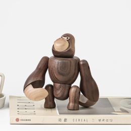 Miniatures nordiques en bois king kong poupées gorilles figurines suspendues accessoires de décoration de maison singe