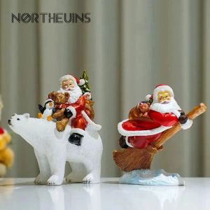Miniatures Northeuins Resin Santa Claus Statues Noel Dolls Navida Winter Gift Figurines pour la collection intérieure Herdicrafts Home Decoration