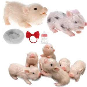 Miniatures Simulation Pig Doll Pendant Soft Silicone Pig Doll Tout Corps Hoileux Pig Ornaments pour filles Garçons Cadeaux de Noël Décoration de la maison