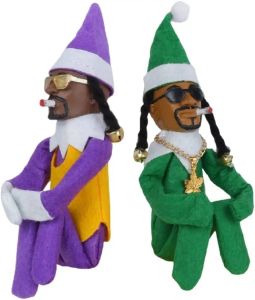 Miniaturas Snoop en una muñeca de elfo de Navidad de Stoop Black Elfo Doll Hip Hip Hop Doll Toys Plush Regalos para el jardín doméstico Halloween Navidad