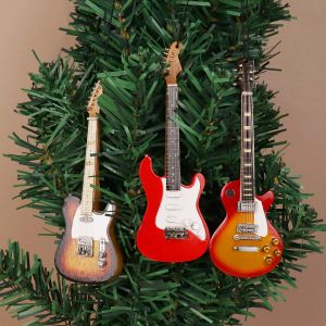 Miniatures String Miniature Guitar Replica Orneging Ornement Bass Bass Bass Mini Music Instrument Holiday Tree Decor