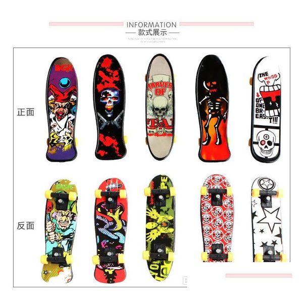 Miniaturas Juguetes Mini Finger Boards Skate Truck Print Soporte de plástico profesional Fingerboard Skateboard para niños Juguete Niños Regalo Dro Dh2Qa