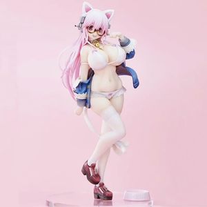 Miniatures Toys Native Beautiful Girl -serie Super Sonico White Cat 1/6 PVC 27cm Actiefiguur Anime Girl Sexy Collection Model Doll speelgoed