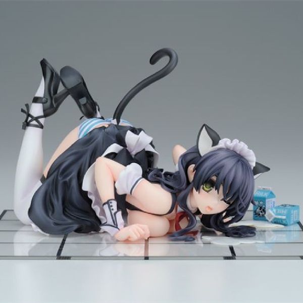 Miniatures Toys Native Beautiful Girl Series CAT LAP LAIT Noir Et Bleu 1/7 PVC 12CM Figure Anime Sexy Collection Modèle Poupée Jouet Bureau Ornam