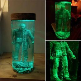 Miniatures mise à niveau Jason Voorhees Lampe à eau de collection Vendredi Jason Horreur Figurine Lumière Halloween Cadeau de Noël Ornement d'aquarium Décoration d'intérieur