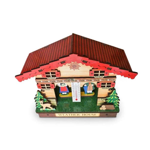 Maison météo miniature, maison météo en bois, chalet, baromètre, thermomètre et hygromètre, décoration de la maison, ornements muraux suspendus