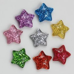 Miniaturen groothandel 15 mm schattige glitter ster flatbacks hars schittering glanzende cabochons voor telefoon deco haarbow diy ambacht maken