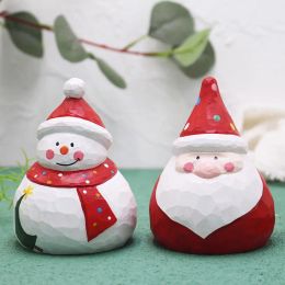 Miniatures houten kerstman en sneeuwpop ornament, houtsnijpop, thuisornament, noordse bureaublad, raam, kerstcadeau