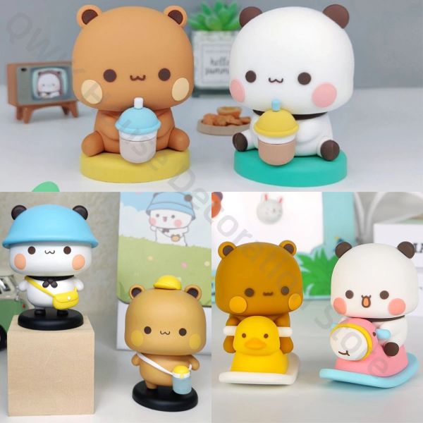 Miniatures yiers mitao panda bubu dudu modèle figure originale Collectible Collectible Action Kawaii Bear Toy Doll Ornement Home Derc Anniversaire Gift