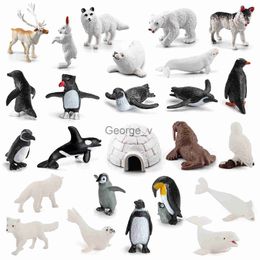 Minifig 26 stks Noordpool Dieren Speelgoed Beeldjes Set Penguins Rendieren Beluga Walvissen Arctic Animal Kit Model Educatief Speelgoed Verjaardag geschenken J230629