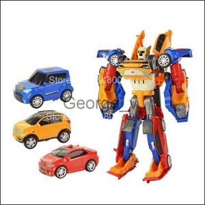 Minifig 3 em 1 Tobots Transformation Robot Korea 2 em 1 Cartoon Brothers Anime Deformation Car Airplane Toys for Child Christmas Gift J230629