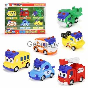 Minifig 6pcsset Gogo Bus MIni Trans Figurines Jouet Bus Pull Back Mini Figure Pour Enfants Cadeau J230629