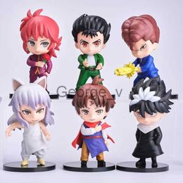 Minifig 6pcsSet YuYu Hakusho Anime Figure Urameshi Yuusuke Yoko Kurama Jaganshi Hiei Kuwabara Kazuma PVC Action Figure Collection Jouets J230629