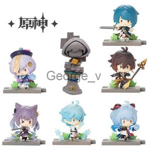 Minifig 7pcsset Genshin Impact Anime Figure Liyue Battlefield Heroes Action Figure QiqiMoraxGanyuXingqiuChongyunKeqing Figure Jouets J230629