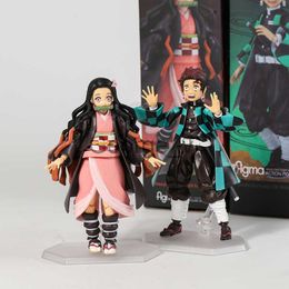 Minifig Demon Slayer Kamado Nezuko Figma 508DX Tanjiro 498DX Zenitsu Agatsuma 522DX PVC Action Figure Collectible Model Toy J230629