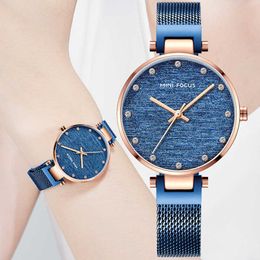 Minifocus vrouw kijken beroemde merk elegante jurk vrouwelijke polshorloge Waterdichte blauwe horloges voor dames MONTRE FEMME 210527