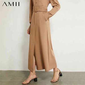 Minimalisme herfst mode aline vrouwen rok effen hoge taille zak lange losse vrouw 12080064 210527
