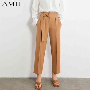Minimalisme automne hiver femmes pantalons mode OLstyle solide ceinture droite femme pantalon pour femmes 12030357 210527