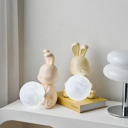 Minimalisme chambre décoration accessoires mignon lapin ornement belle décoration veilleuse accessoires pour la maison cadeau d'anniversaire 240314