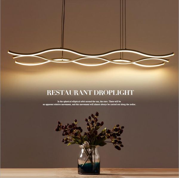 minimalisme moderne vague led pendentif lumière lustre en aluminium suspendu pendentif lustre luminaires pour salle à manger cuisine salle bar ac85265v