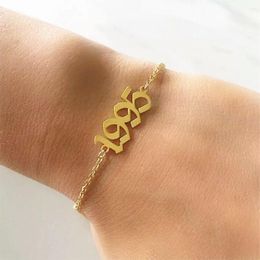 Minimalisme Nummer Anklet Armband Voor Vrouwen Voet Sieraden Roestvrijstalen Gouden Speciale Data Geboortejaar Akletten Vriendschap Geschenken