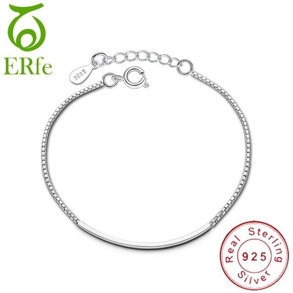 Minimalisme réel pur Argent Sterling 925 mince boîte chaîne Bracelet Femme Argent Braclet filles main accessoires Pulceras SB001 Bangle288J