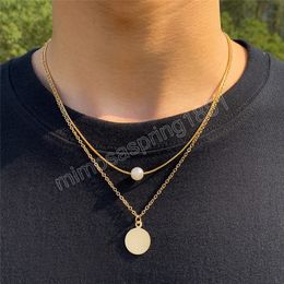 Collar con colgante de perlas y monedas redondas minimalistas para hombre, joyería gótica Vintage de Color dorado, accesorios para el cuello, bisutería