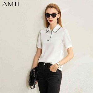 Minimalisme lente zomer effen basic polo vrouwen t-shirt causale mode losse vrouwelijke shirt tops 12040395 210527