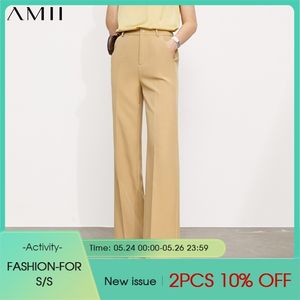 Minimalisme été femmes pantalons mode couleurs jaune pantalon casual costume ample 1217 210527