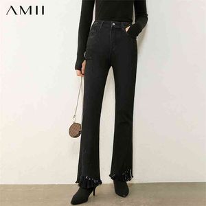 Minimalisme Vintage Winter Pantalons pour femmes Mode Casual Solide Gland Long Femme Jeans Streetwear 12040912 210527