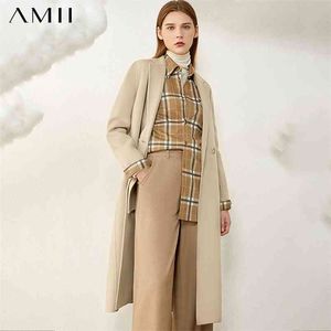 Minimalisme Winter Simple Jas Vrouwelijke Olstyle Solid Revers 100% Wol Double-Sided Woolen Causal Women's Jacket 12040663 210527