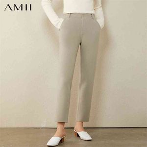 Minimalisme hiver pantalon en laine pour femme casual OLstyle solide 100% laine femme mode simple femme pantalon 1215 210527