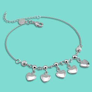 Minimalistische kralen Ankjes voor vrouwen 925 Sterling Silver Heart Hanger Foot Chains Beach Bracelet Solar System 240408