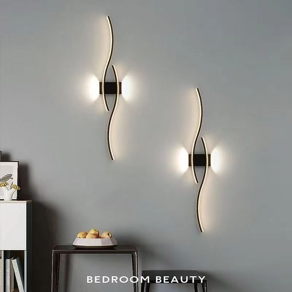 Lámparas de pared LED minimalistas para dormitorio, decoración para fondo de sofá, luces de pared interiores, aplique de pared para pasillo, negro y blanco