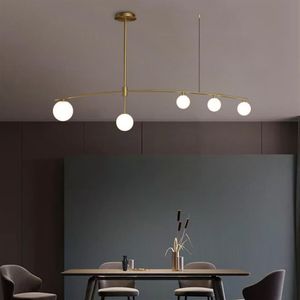 Minimalistische zwarte of gouden kroonluchter moderne glazen bol G9 LED-hanglamp voor eetkamer koffiebar bar lange hanglamp2227