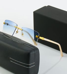 Lunettes de soleil d'affaires minimalistes hommes MABACH luxe 24K placage bras ivoire cadre lentille verte corne de buffle décoration lunettes de créateur 8730804