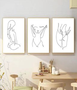 Peinture sur toile minimaliste, corps de femme Sexy, affiche murale abstraite, dessin au trait, affiches imprimées, images murales, décor de salon 9546989