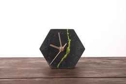 Relógio de mesa minimalista de concreto com musgo escandinavo, relógio de concreto moderno