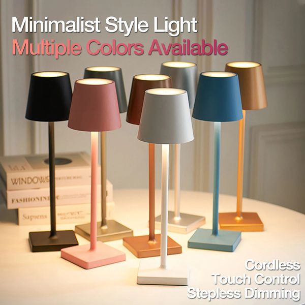 Minimalistische kabellose Tischlampe, stufenlose Dimmung, 3 Farbtemperaturen einstellbar, tragbare Touch-Control-Lampen für Wohnzimmer 240105