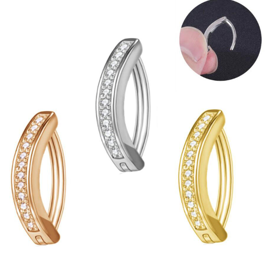 Minimalista Crystal Belly Ring Diamond Gold Piercing do umbigo para mulheres Snap Snap reversa Rings de umbigo curvo