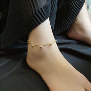 Minimalistisch ontwerp Veelzijdige gouden kraal Nieuwe trendy en gepersonaliseerde meisjeshart enkelketting sieraden