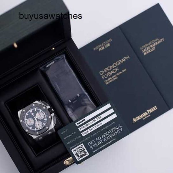 Reloj de pulsera AP minimalista y elegante Epic Royal Oak 26420SO Cronógrafo con placa negra Maquinaria automática de acero fino para hombre Famoso lujo suizo Indicación de fecha Diámetro Hora