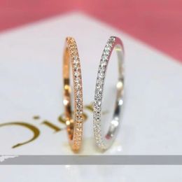 Minimalistische mode -bruiloftsring Sparkling Jewelry 925 Sterling Silver Rose Gold Vul Witte edelsteen CZ Diamond Party Dames verlovingsring