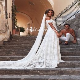Robes de mariée Boho Minimaliste en dentelle complète 2024 Spaghetti sexy Bohemian Country Gatsby Bridal Robe Hippie Robe de Mariee