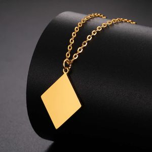 Minimalistische geometrische hanger roestvrijstalen nekhalte voor vrouwen elegante rhombus chain choker sieraden valentijnsdag cadeau