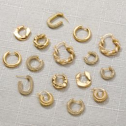 Boucles d'oreilles de cerceau géométrique minimaliste pour femmes Gold Color Circle Huggie Oreing Female Bijourie créative Cadeau