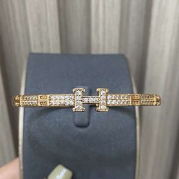 Minimalistische H met 18k gouden diamanten voor dames Hoge kwaliteit en kleurloze armband Net Red Tide-handstuk