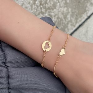 Minimalistische holle hart armband hand eenvoudige dunne ketting armbanden armbanden instellen voor vrouwen paren pulseras punk sieraden