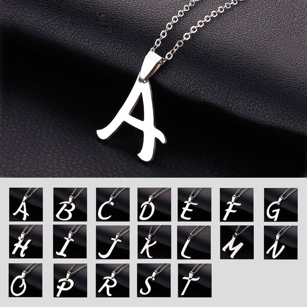 Collar con letra de A-Z inicial minimalista para mujer, gargantilla de acero inoxidable con alfabeto, cadenas, joyería, regalo de cumpleaños, venta al por mayor